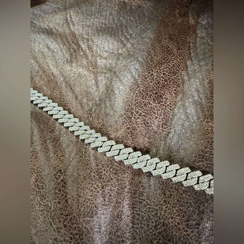 Men’s 18” Iced Out Silver Cuban Link Chain Necklace‎ – Hip Hop Bling Jewelry” - Picture 2 of 8